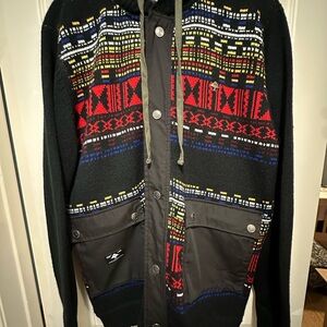 Men's LRG nomad sweater black zip up pullover hoodie